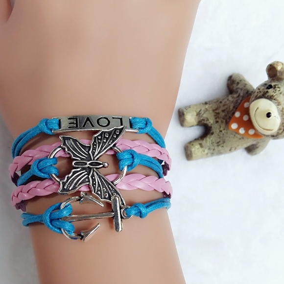 Multilayer Butterfly Anchor Love Charm Bracelet - Picture 6 of 7